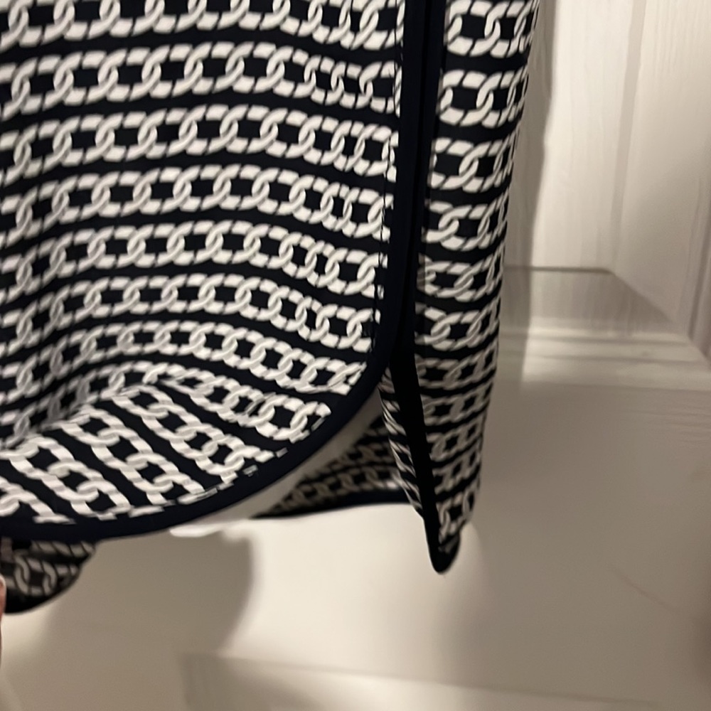 NWOT Banana Republic dress - navy/white pattern w/ detachable belt, 14. - Picture 7 of 8